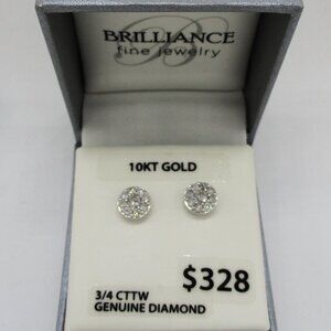 Brilliance Fine Jewelry 10KT White Gold 3/4 CTTW Genuine Diamond Stud Earrings